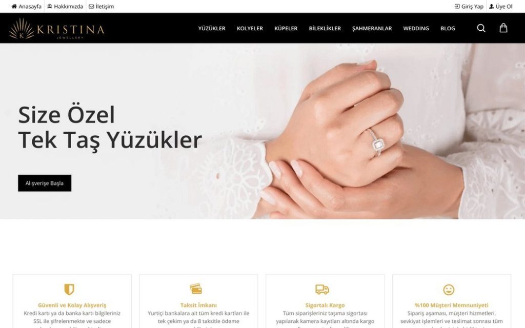 Kristina Jewellery e-ticaret sitesi